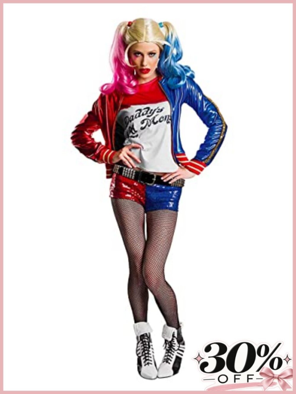 Harley Quinn Costume Sequin Jacket Shirt Shorts Belt Cosplay